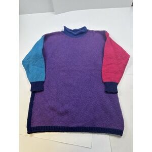 American Eagle Color Block Vintage Sweater Womens Size Oversized Fit Made In USA